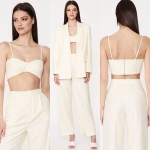 NWT Bardot Australia Athena Crop Top Pale Soft Yellow Womens Size 12 Bra NEW Y2K